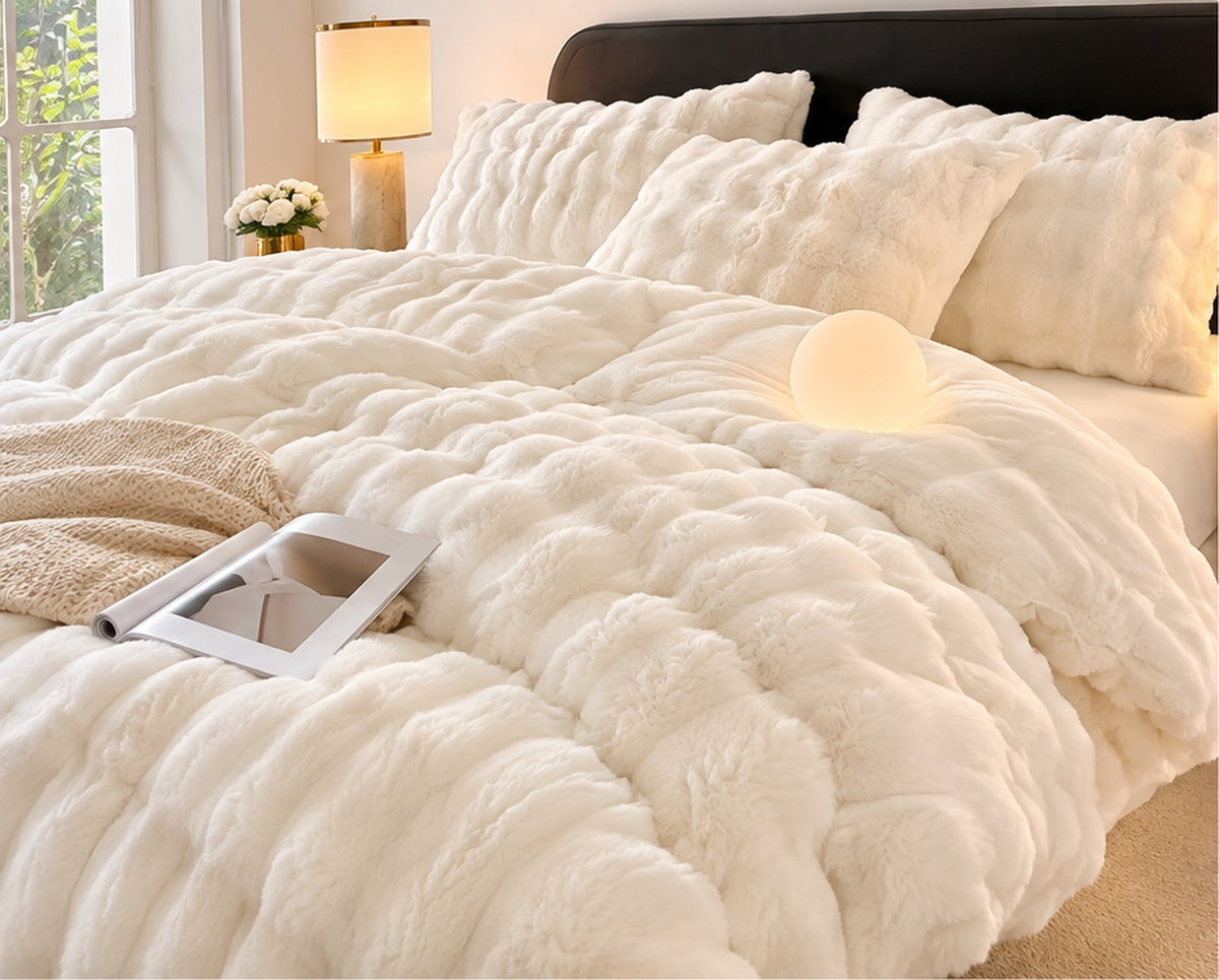 Cozy winter bedding set on bed - main view