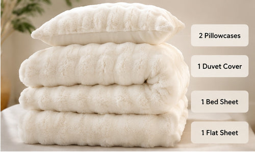 What's included: 2 pillowcases, duvet cover, bed sheet, flat sheet