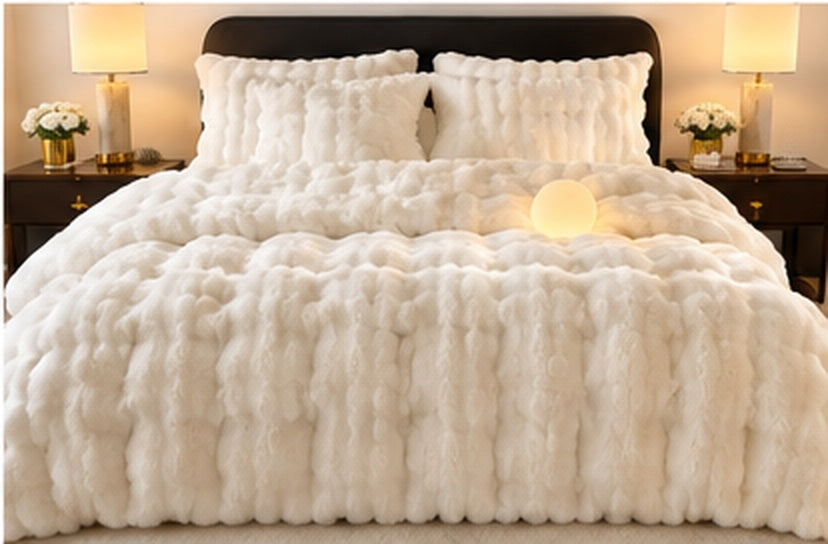 Cozy bedroom scene with bedding set