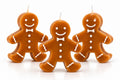 Gingerbread man scented candles, set of 3, studio shot