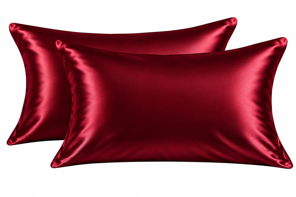 Red satin pillowcase set, 2 pack