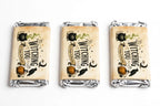 Three thick Halloween chocolate bars in vintage Witching You sleeves, front view