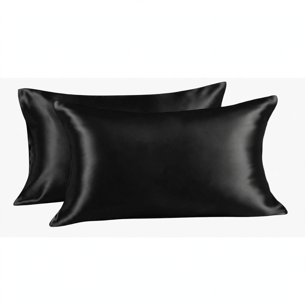 Black satin pillowcase set