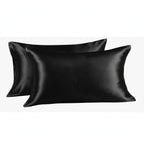 Black satin pillowcase set