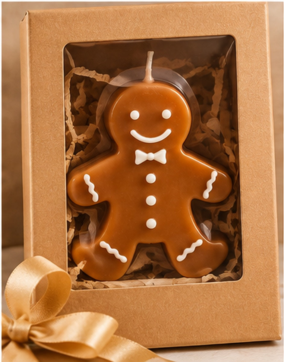 Gingerbread candle in a gift box